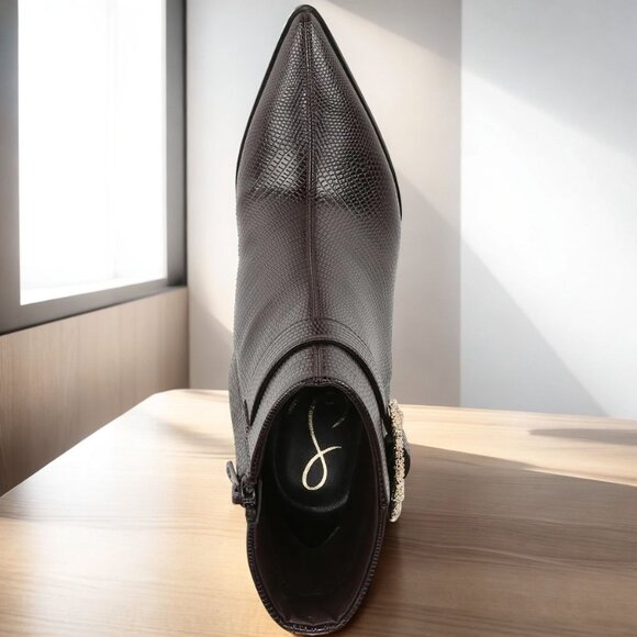 Sam Edelman Weslie 2 Women's Faux Leather Pointed Toe Booties NIB - Picture 3 of 4